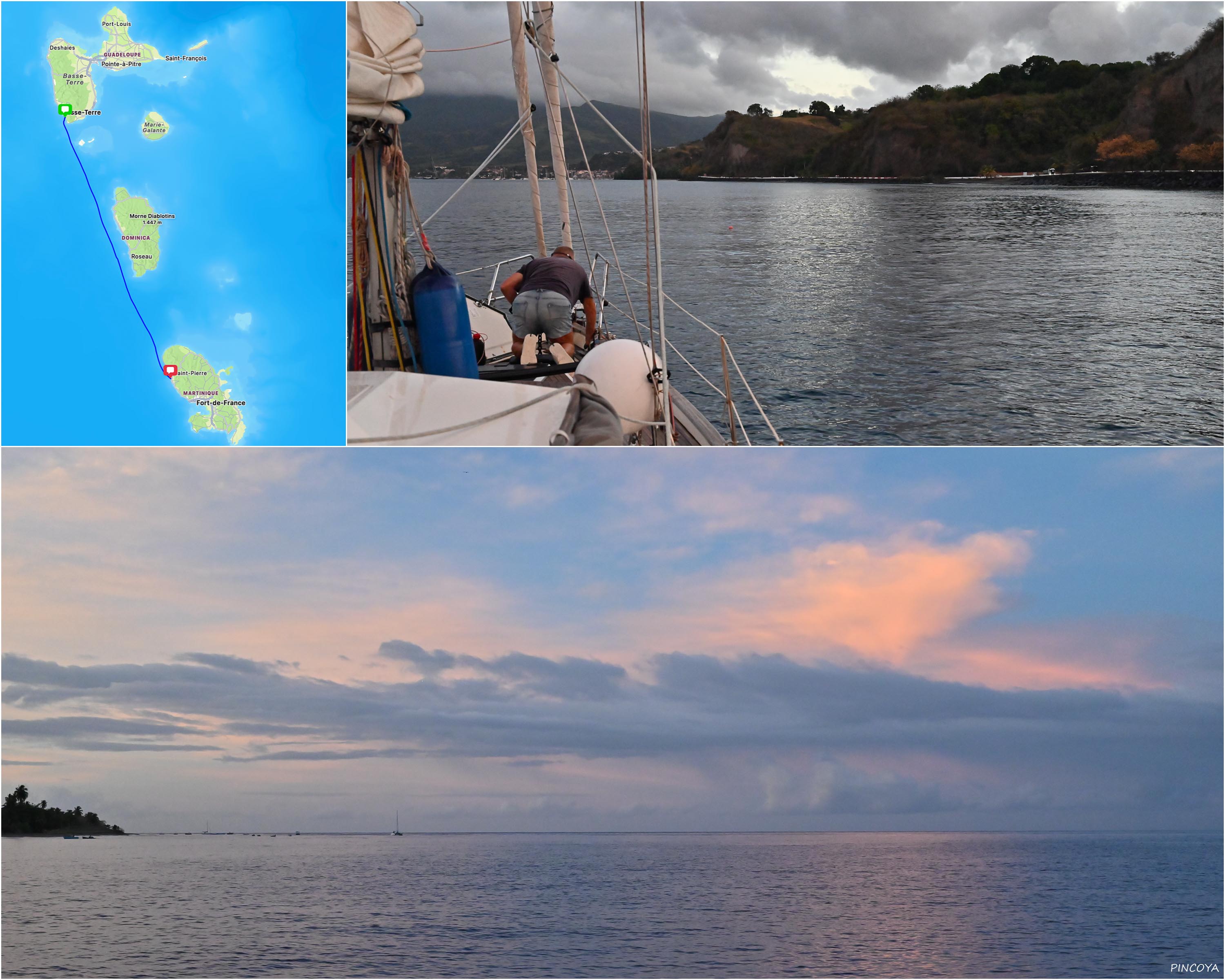 „von Saint Pierre, Martinique -> zunächst bis südlich der Marina de Riviere-Sens auf Guadeloupe“